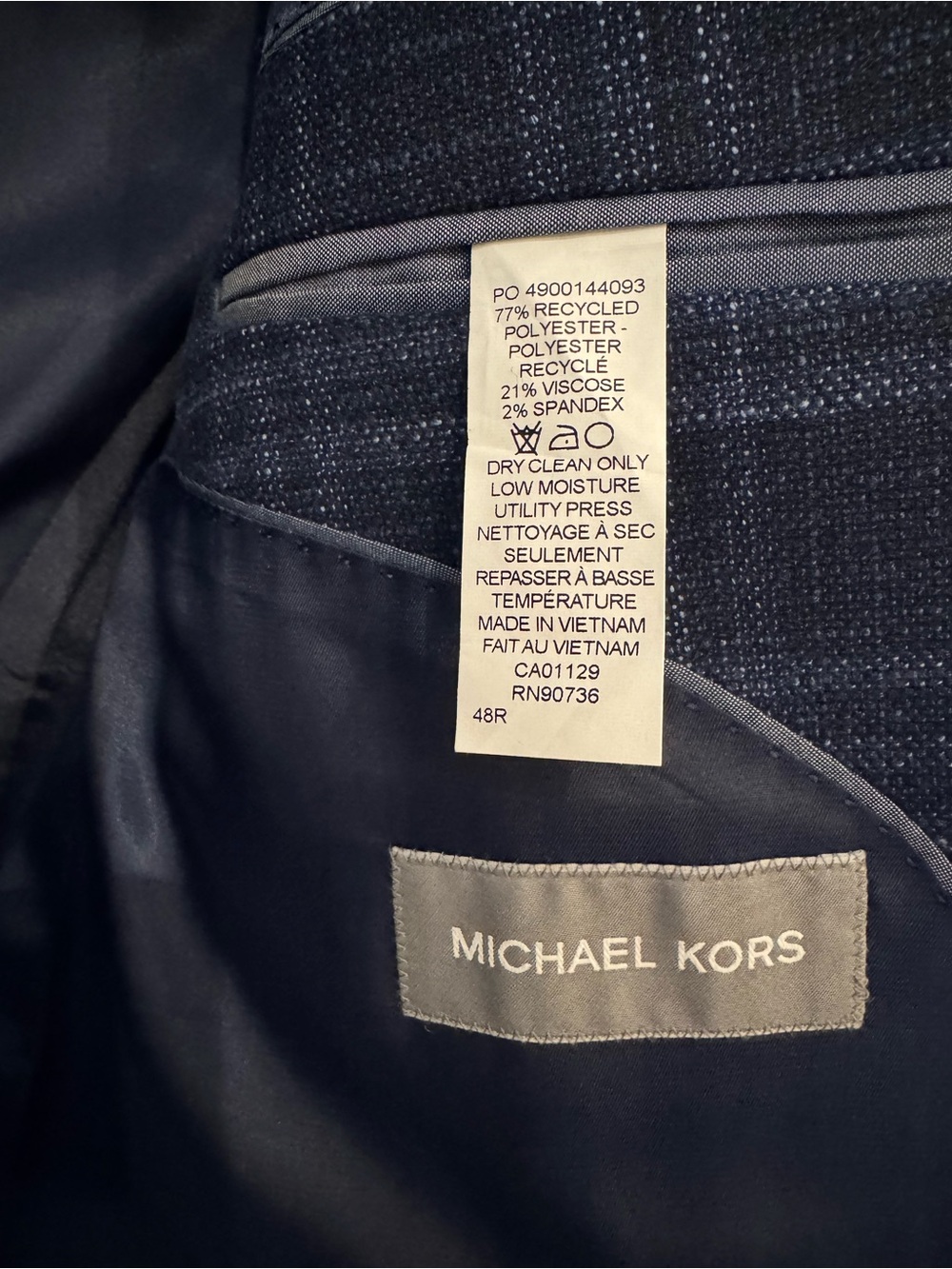Michael Kors Navy Plaid Sport Coat - Windowpane Pattern - Picture 2 of 3